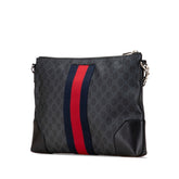 グッチ GGスプリーム シェリーライン ショルダーバッグ 474139 ブラック PVC レザー レディース GUCCI 【中古】
